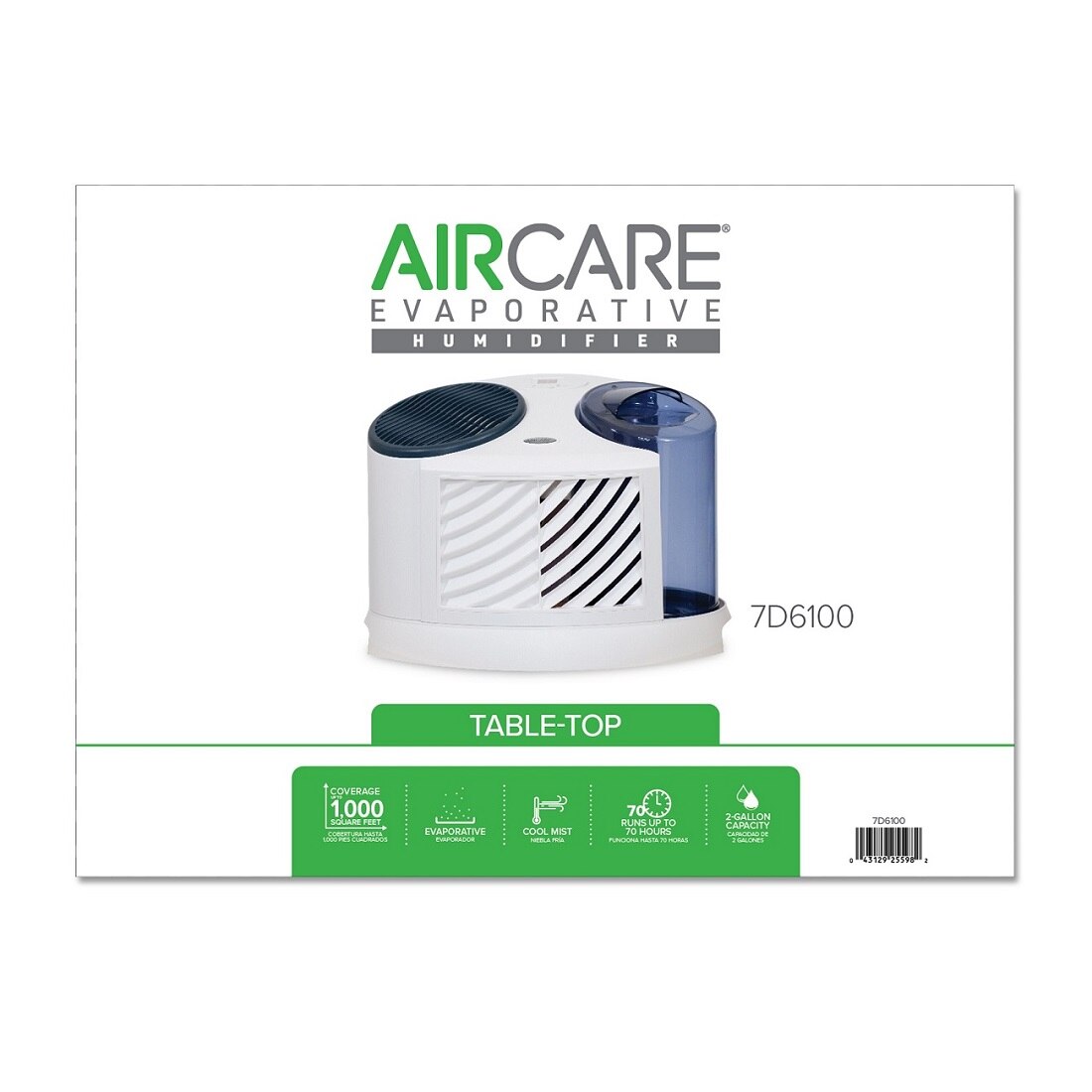 AIRCARE 2 Gal. Evaporative Humidifier for 1,000 sq. ft.-7D6 100 - The